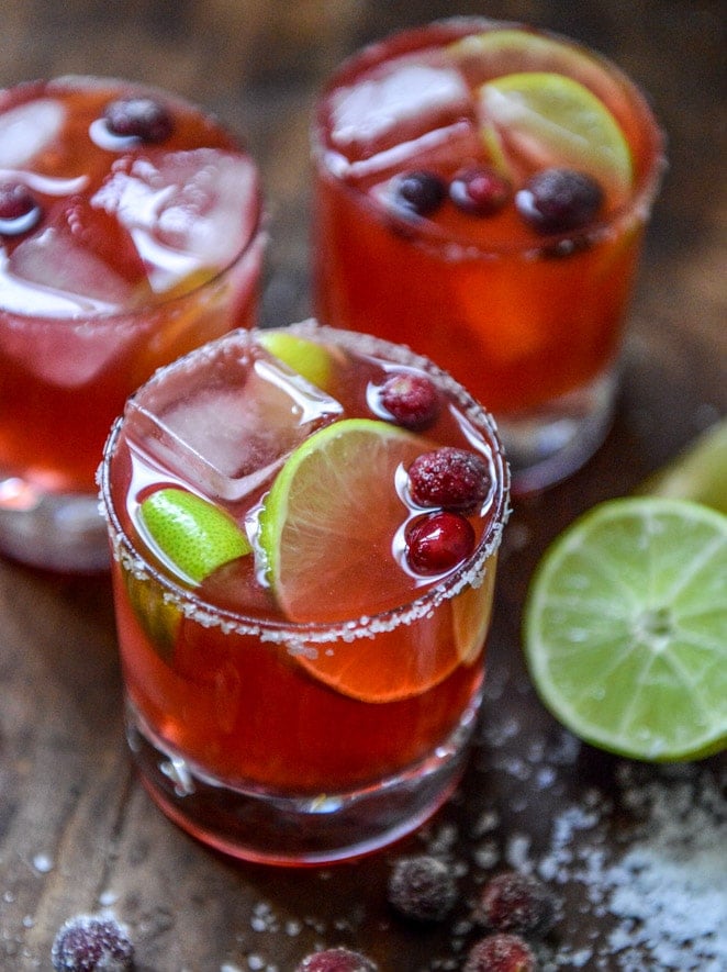 30+ Holiday Cocktails - Cranberry Ginger Vanilla Margaritas