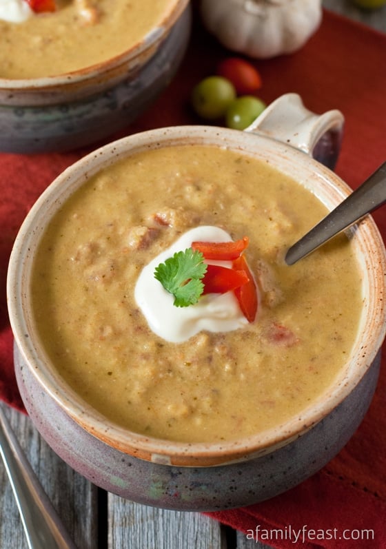 Green Tomato Soup with Black Forest Ham - a delicious and hearty soup that combines the wonderful tartness of green tomatoes with the smoky flavor of Black Forest ham! This soup is terrific!!