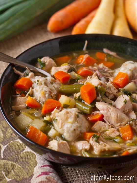 Turkey Soup with Potato Dumplings - A flavorful and hearty soup recipe that is perfect for using up Thanksgiving dinner leftovers!
