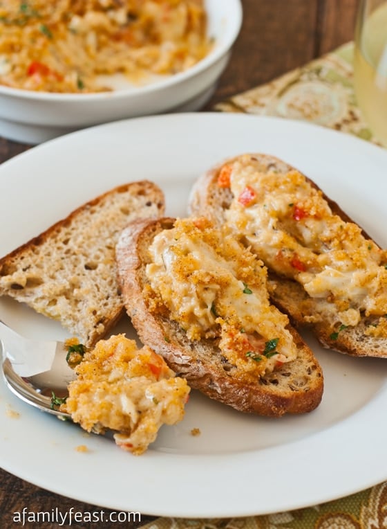Crab Imperial with Crostini - A delicious and special dish that is perfect for a family holiday gathering!