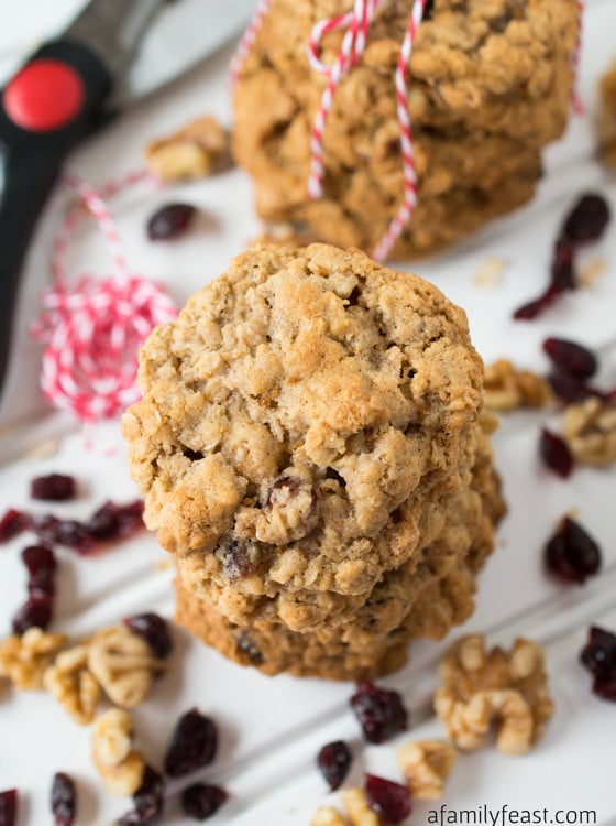 Cranberry Walnut Oatmeal Cookies - A Family Feast