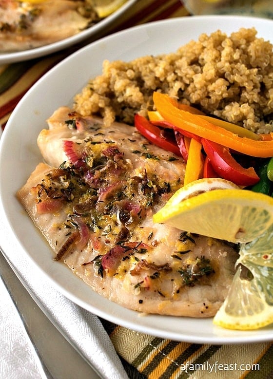 Baked Tilapia with Quinoa and Garlicky Green Beans - A Family Feast #SimpleStart