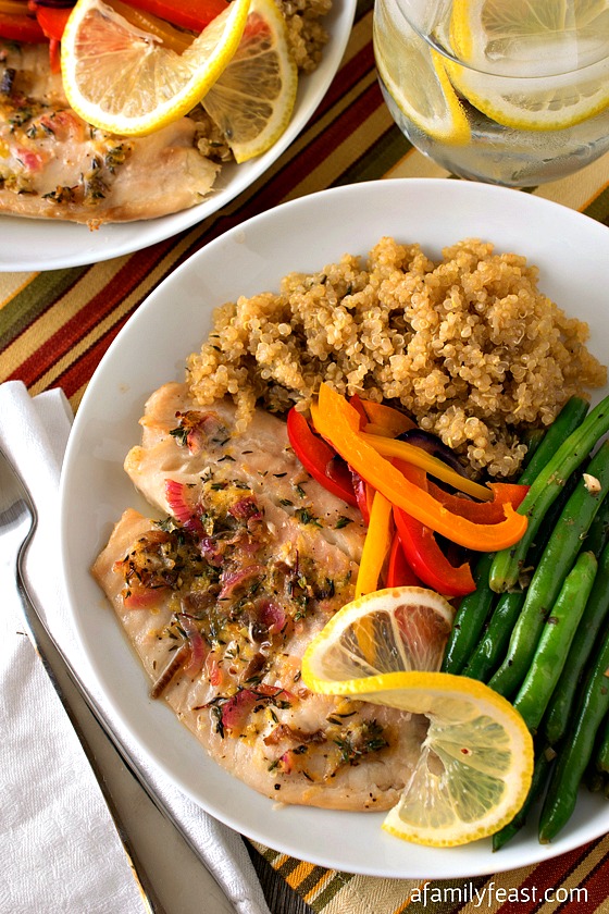 Baked Tilapia with Quinoa and Garlicky Green Beans - A delicious, flavorful meal that is part of the #SimpleStart plan by Weight Watchers!