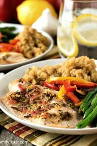 Baked Tilapia with Quinoa and Garlicky Green Beans - A Family Feast #SimpleStart