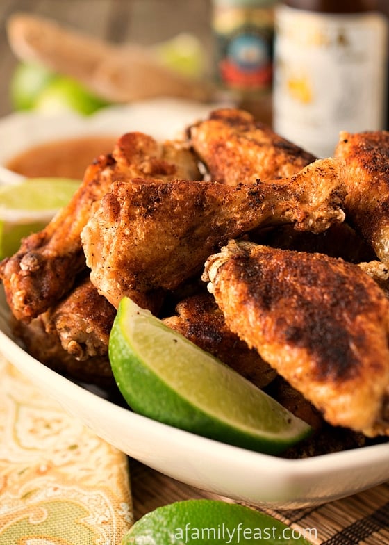 Crispy Asian Chicken Wings with Ginger-Lime Dipping Sauce recipe - The combination of these Asian spiced wings and the dipping sauce is fantastic!