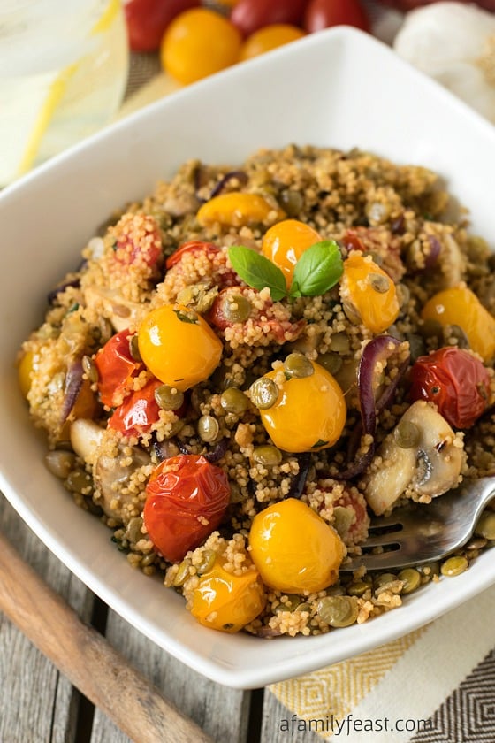 Couscous with Lentils and Vegetables - A delicious vegetarian meal or side dish that is part of the Weight Watchers #SimpleStart program.