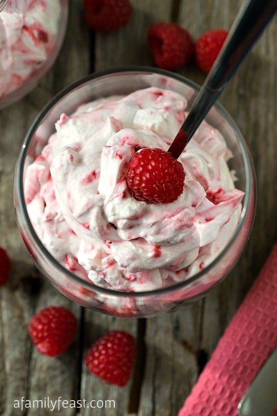 Raspberry Fool - A simple and delicious dessert recipe! Takes just minutes to prepare and just three ingredients!