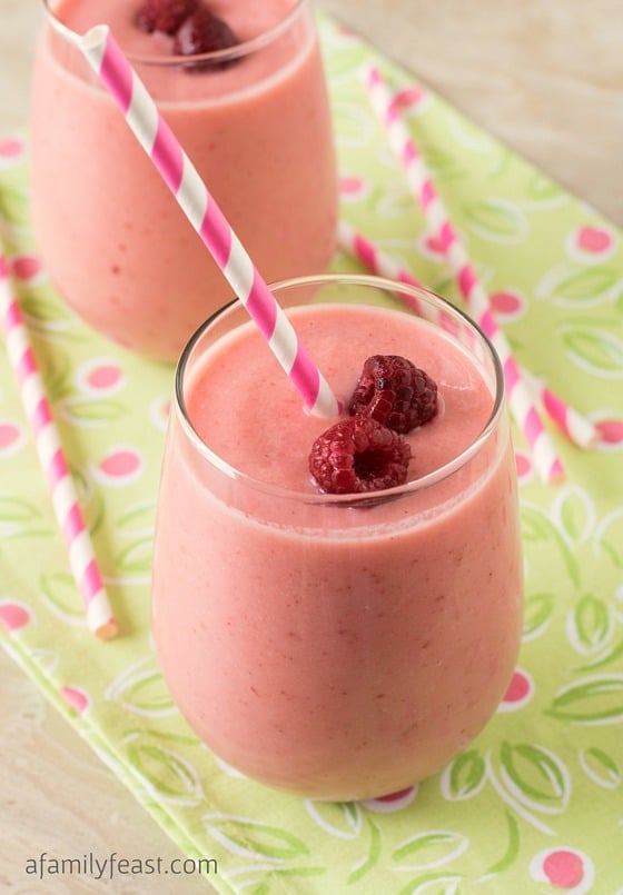 Raspberry Melon Smoothie - Light and refreshing. Plus some tips to avoid having fresh fruit go to waste!