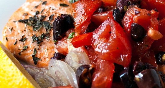 Roasted Salmon with Tomato-Olive Relish - A Family Feast