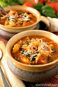 Slow Cooker Tomato and Tortellini Soup - A Family Feast