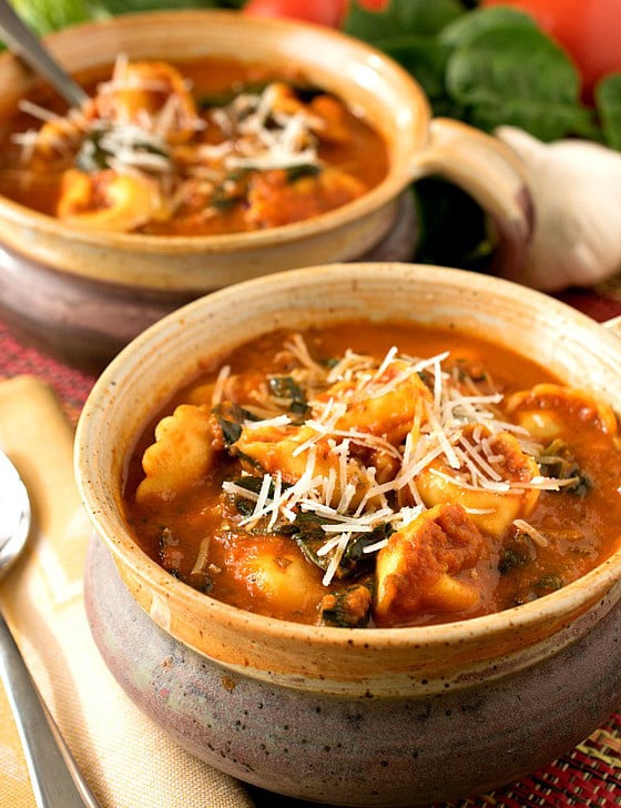 Slow Cooker Tomato and Tortellini Soup - A Family Feast