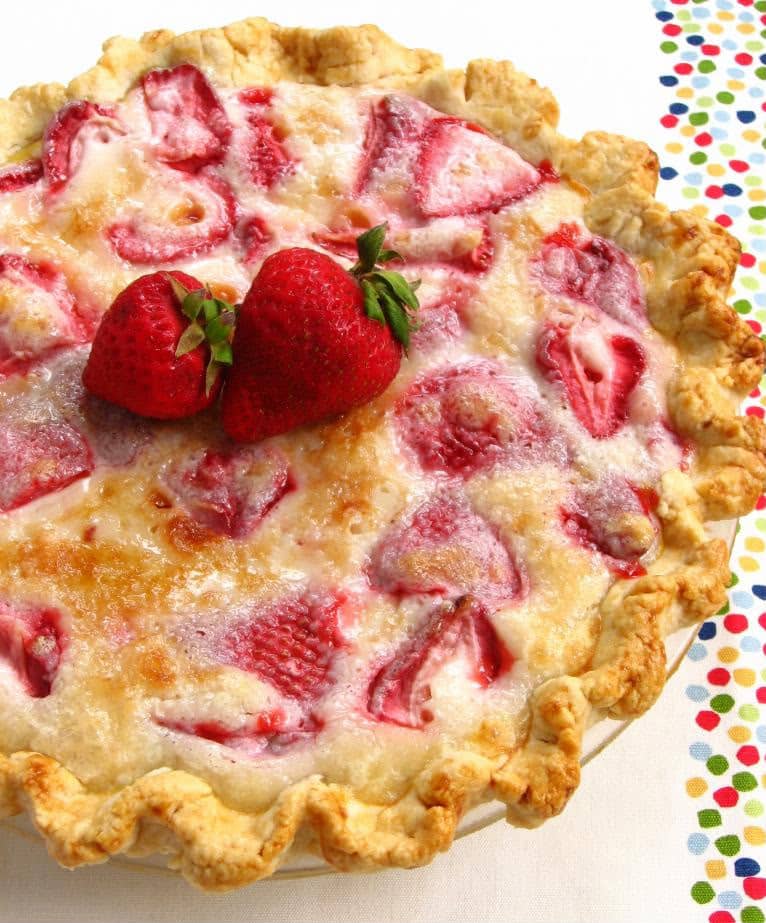 Summer Strawberry Sour Cream Pie - 25 Sweet and Savory Strawberry Recipes
