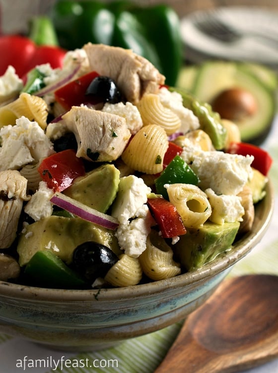 Avocado Chicken Pasta Salad - An easy, healthy and delicious all-in-one meal!