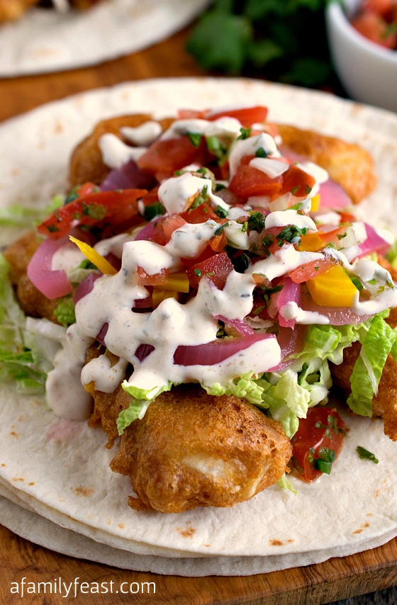 These Fish Tacos have fantastic and unexpected flavors. And the crispy fish batter is the best I've had - light and perfectly crispy!