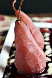 Poached Pears in Red Wine with Vanilla Custard Sauce - A Family Feast