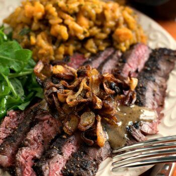 Steak au Poivre with Crispy Shallots - A Family Feast