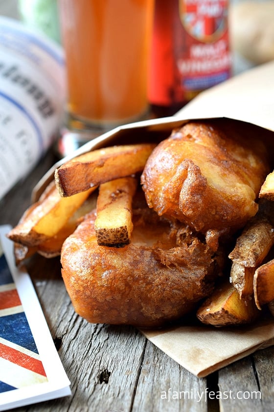 It's easy to prepare English-Style Fish and Chips at home! This light crispy fish batter is fantastic!