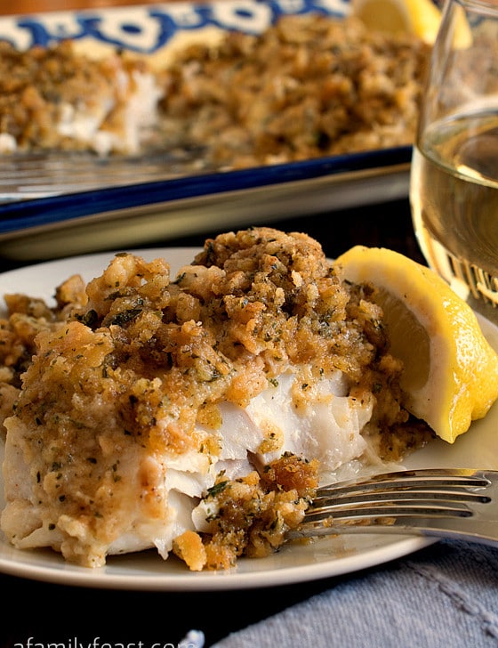 Cheesy Baked Stuffed Cod - A Family Feast