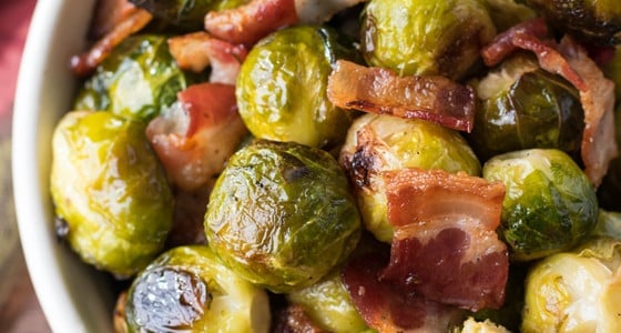 Oven Roasted Brussels Sprouts with Bacon - A Family Feast
