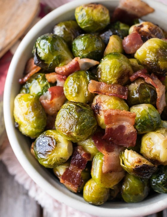 Oven Roasted Brussels Sprouts with Bacon - A Family Feast