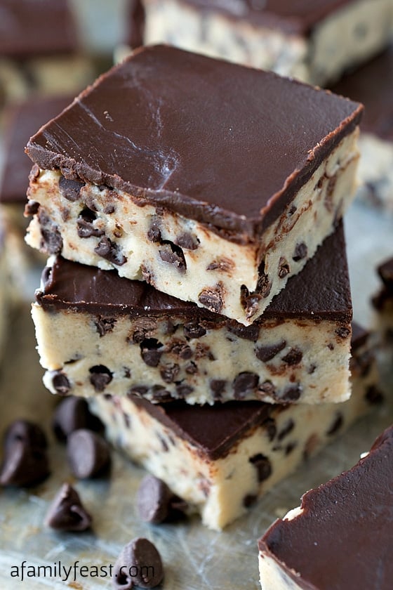 Chocolate Chip Cookie Dough Bars - Simple to make, egg-free and incredibly decadent! Kids and adults will love this recipe.