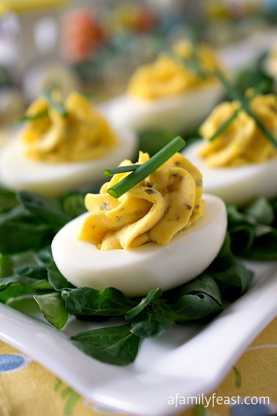 The BEST recipe for perfect Deviled Eggs! Simple and delicious - a favorite appetizer at any event.