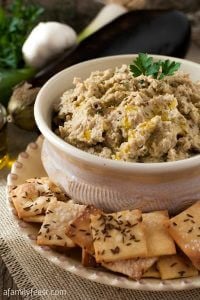 Roasted Eggplant and White Bean Dip with Caraway Crackers - A Family Feast