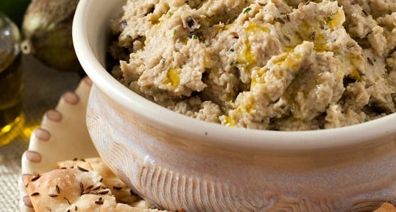 Roasted Eggplant and White Bean Dip with Caraway Crackers - A Family Feast