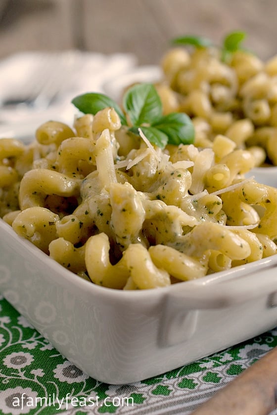 Pasta with Pesto Cream Sauce - A Family Feast