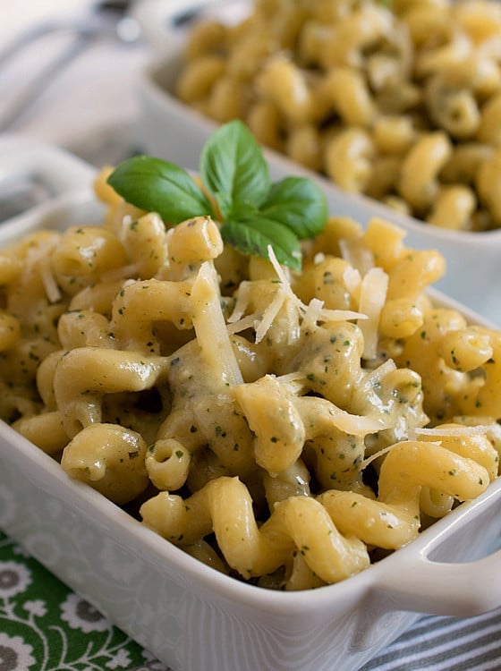 Pasta with Pesto Cream Sauce - A Family Feast