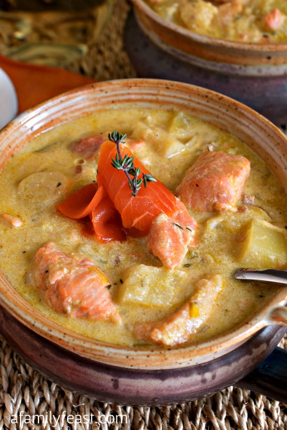Salmon and Parsnip Chowder - This recipe is fantastic! Fresh salmon is perfectly complemented by the parsnips in this dish!