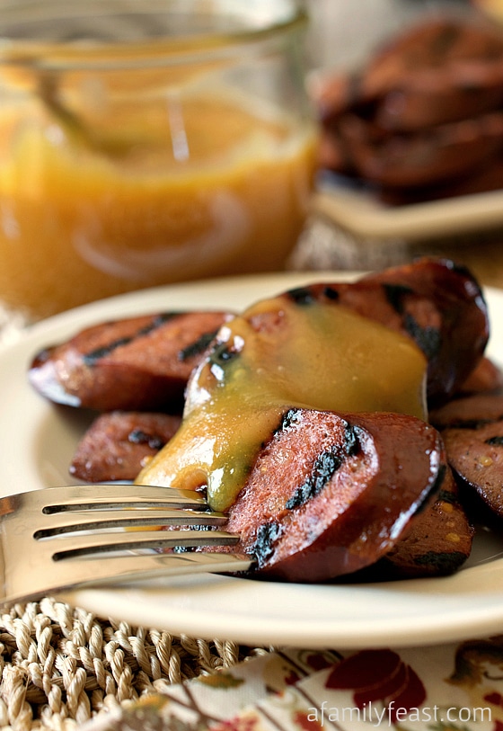 Sweet Hot Mustard Sauce with Grilled Kielbasa - A Family Feast