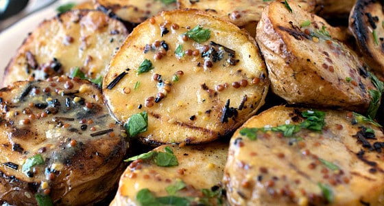 Grilled Yellow Potatoes with Mustard Sauce - A Family Feast