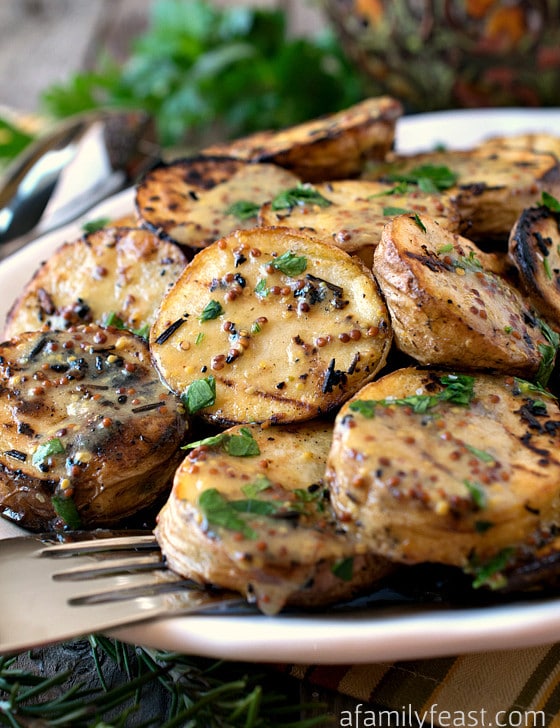 Grilled Yellow Potatoes with Mustard Sauce - A Family Feast