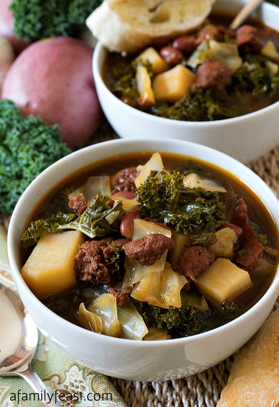 Portuguese Kale Soup - Often called the national soup of Portugal, this soup is easy to make and very delicious!