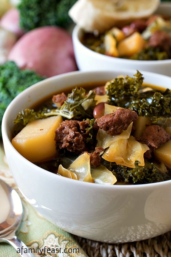 Portuguese Kale Soup - Often called the national soup of Portugal, this soup is easy to make and very delicious!