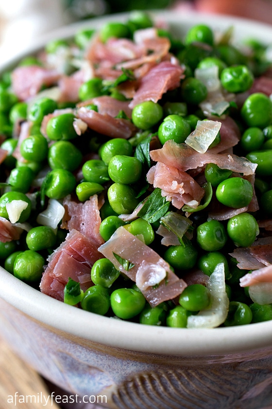 Peas with Prosciutto - A delicious way to prepare peas and it takes just minutes to make!