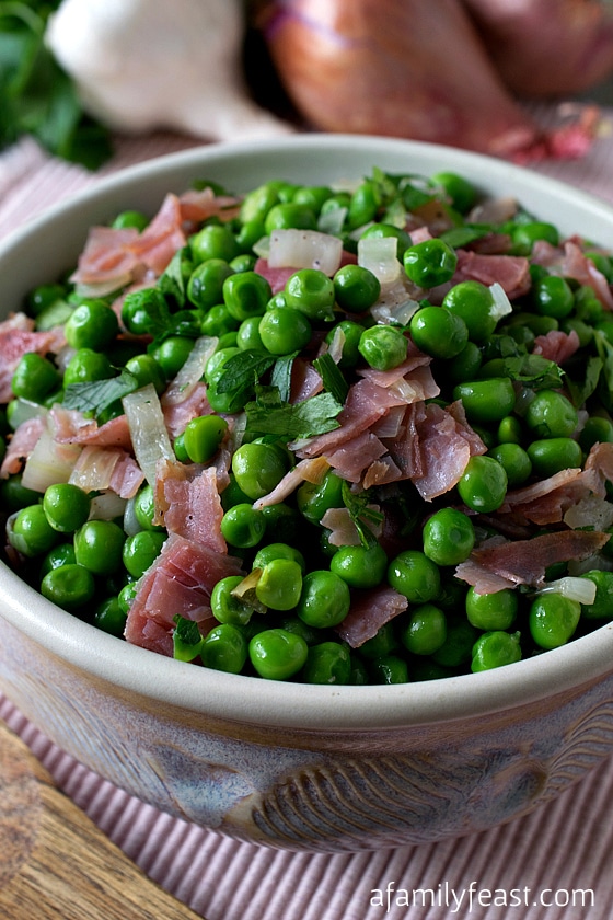 Peas with Prosciutto - A delicious way to prepare peas and it takes just minutes to make!