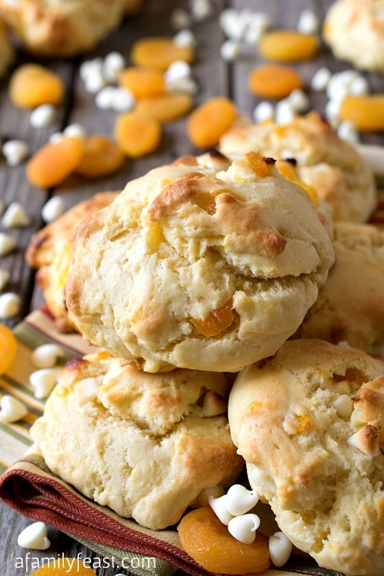 White Chocolate Apricot Scones - A delicious flavor combination in a moist and delicious scone! (This scone recipe is very versatile and can be used as the base for many other scone recipes and variations.)