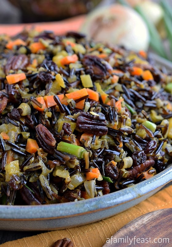 The best Wild Rice recipe! Tender wild rice tossed with vegetables, currants and pecans and cooked in an orange-vermouth broth. Very delicious!