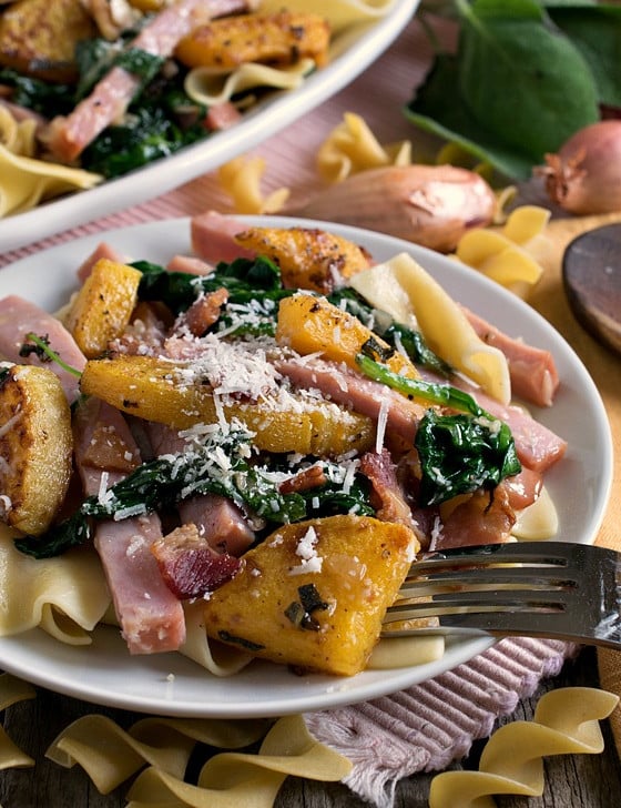 Smoked Ham with Butternut Squash Over Noodles - A Family Feast