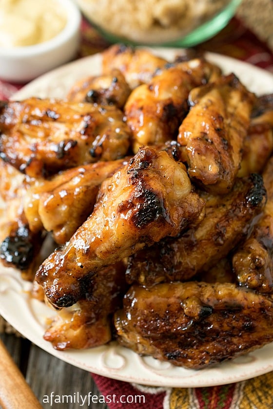 Honey Mustard Soy Glazed Chicken Wings - Some of the best grilled chicken wings you'll ever eat! The sauce on these wings is fantastic!