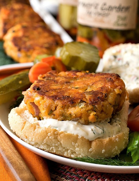 Zesty Salmon Burgers with Dill Spread - A Family Feast