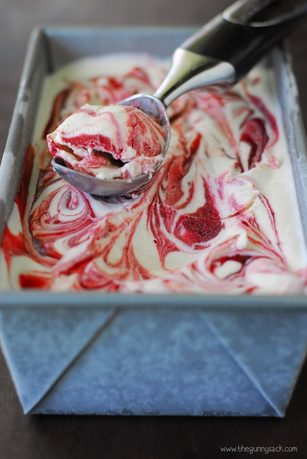 Raspberry Swirled Peach Ice Cream - 25-Plus Perfect Peach Recipes