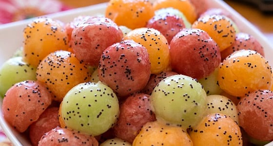 Melon Balls with Poppy Seed Dressing - A Family Feast