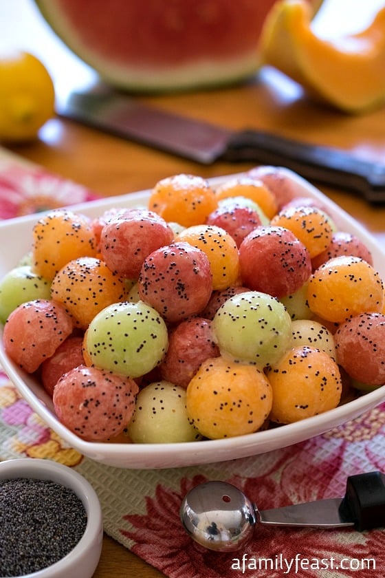 Melon Balls with Poppy Seed Dressing - A Family Feast