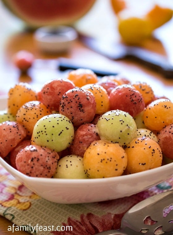 Melon Balls with Poppy Seed Dressing - A Family Feast