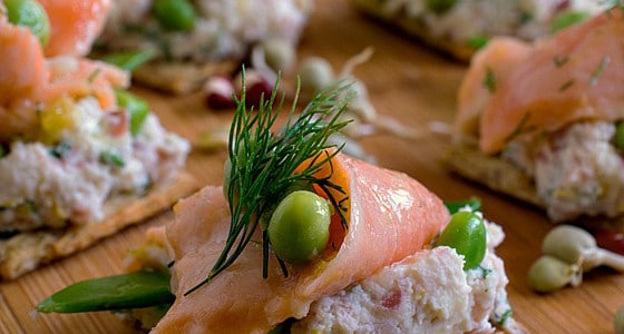 Ceviche Salmon and Peas on Triscuit Crackers - A Family Feast