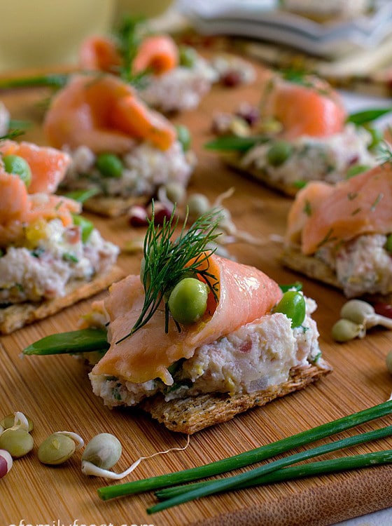Ceviche Salmon and Peas on Triscuit Crackers - A Family Feast