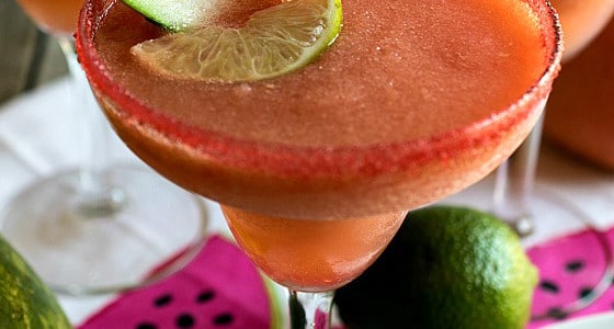 Watermelon and Pink Grapefruit Frozen Margaritas - A Family Feast